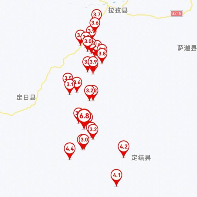 西藏定日县记录余震515次，最强余震达4.4级